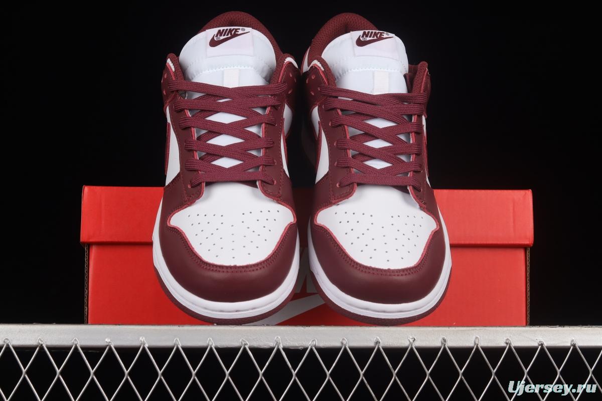 NIKE SB DUNK Low Prm wine red and white color matching SB buckle broken rebound fashion casual shoes DD1503-108