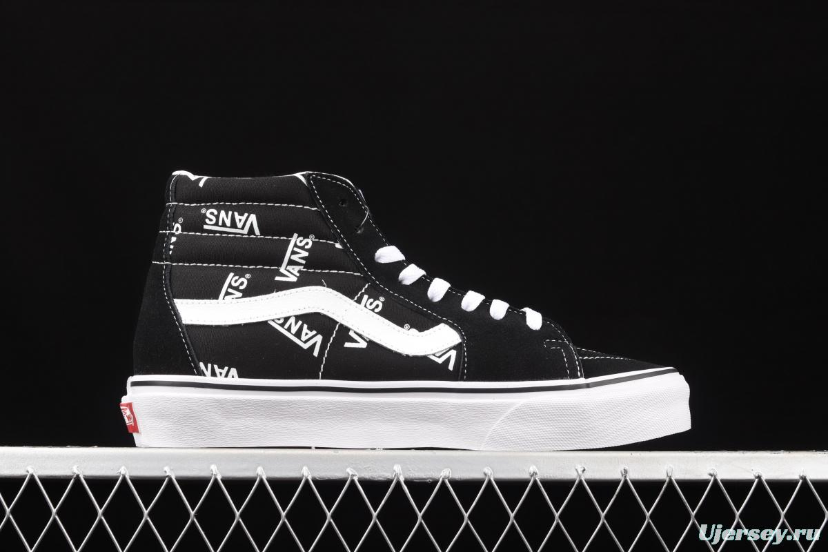 Vans SK8-Hi classic black and white letters logo high top casual board shoes VN0A4U3CTDW