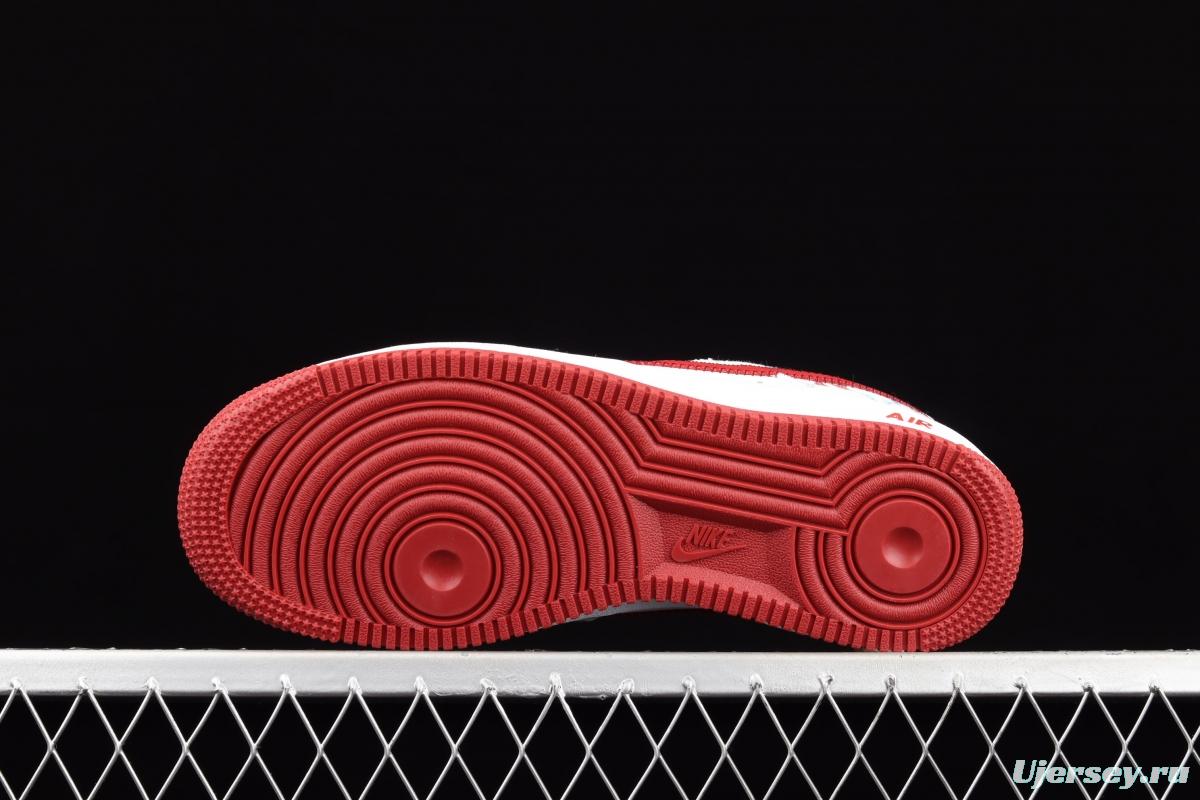 NIKE Air Force 1: 07 MLB Yankees co-signed white and red full sky star color sail leather splicing low upper board shoes 315122-443