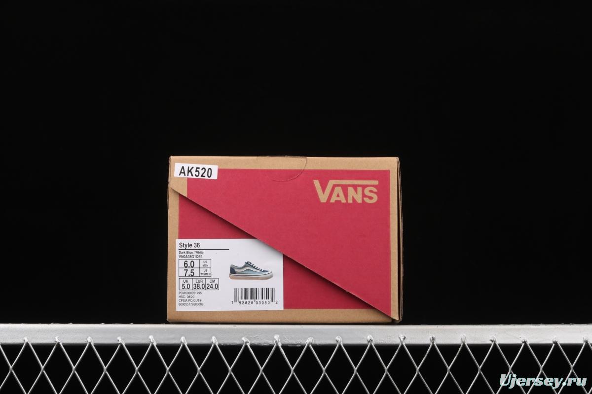 Vans Style 36 half-moon jeans blue side stripes low-edge sports board shoes VN0A38G1Q69