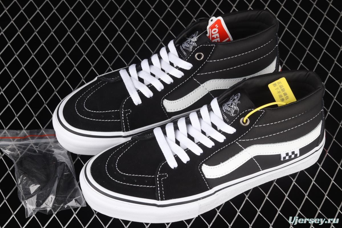 Vans Kate SK8-Mid black and white suede legendary skater superstar Jeff Grosso commemorates professional skateboard shoes VN0A5FCG625