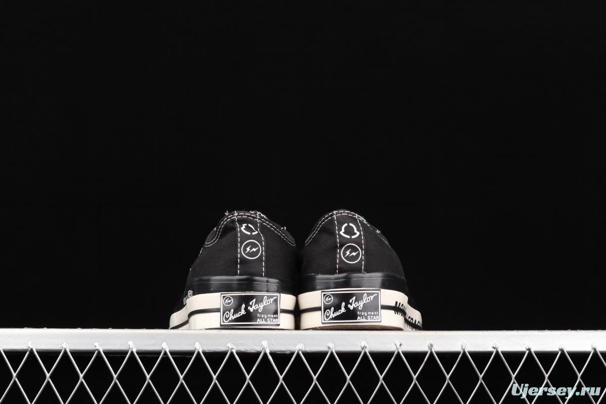 Fragment x Moncler x Converse 1970 S Fujiwara Hiroshi Fujiwara Lightning co-signed Chen Weiting the same black-and-white graffiti classic low-top canvas shoes 172320C