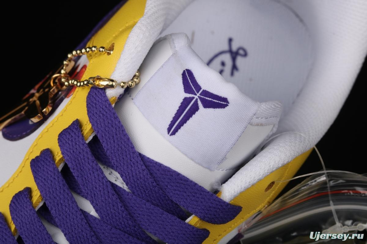 NIKE Air Force 1: 07 co-signed Kobe Bryant Lakers LA white and purple shoes with yellow color low-top casual shoes 315122-118