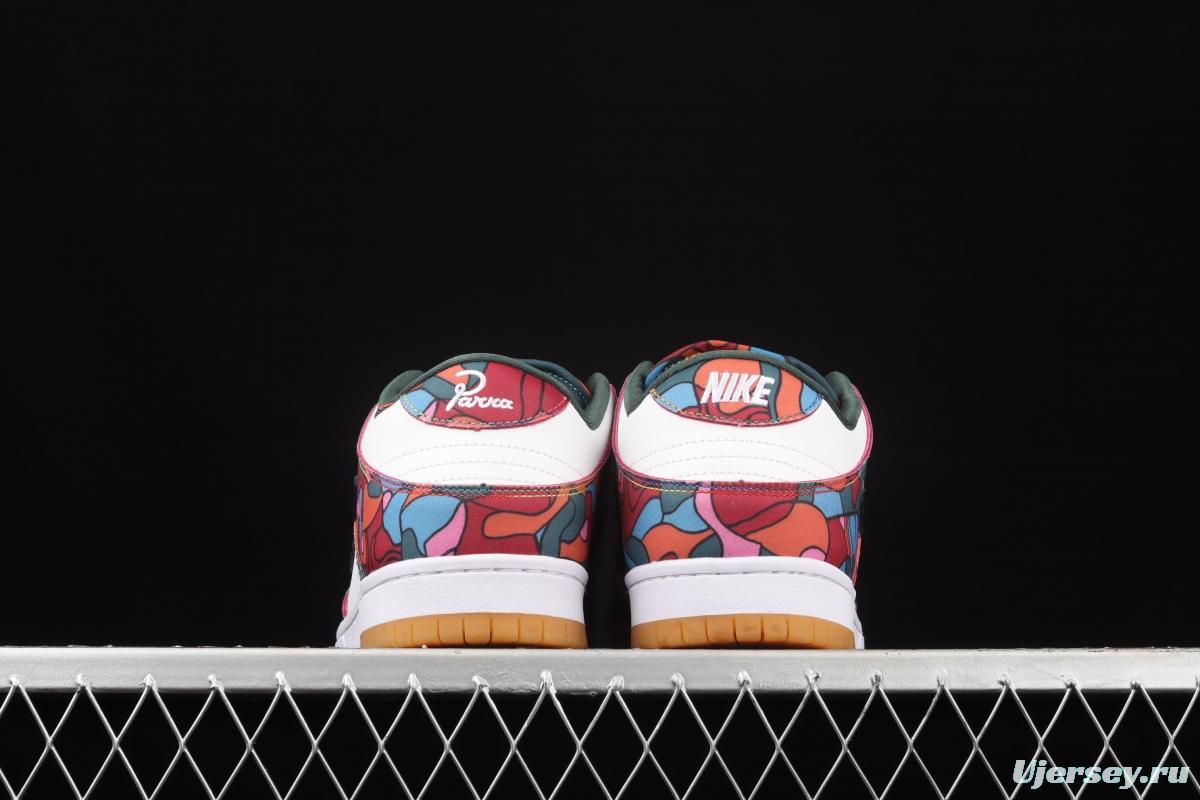 Parra x NIKE DUNK SB Low Pro White, Blue and Red Abstract Art Olympic Slam Dunk Series retro low-side leisure sports skateboard shoes DH7695-600