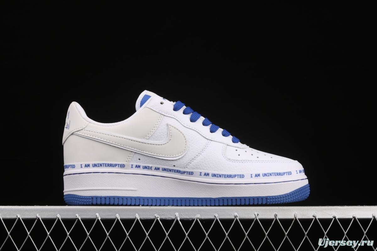 NIKE Air Force 1x 07x Uniterrupted white and blue graffiti James and the famous 3M reflective low-top leisure sports board shoes CQ0494-100