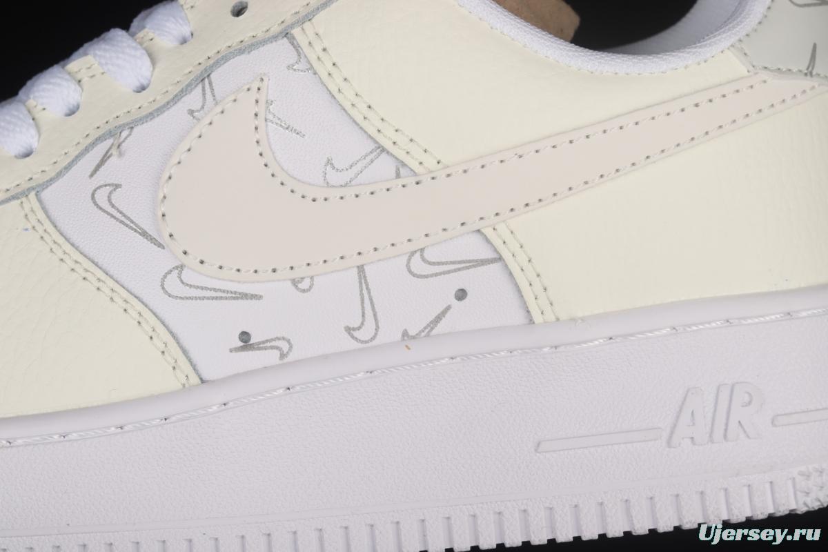 NIKE Air Force 1' 07 Low simple white 3M reflective low-top casual board shoes DR7857-100