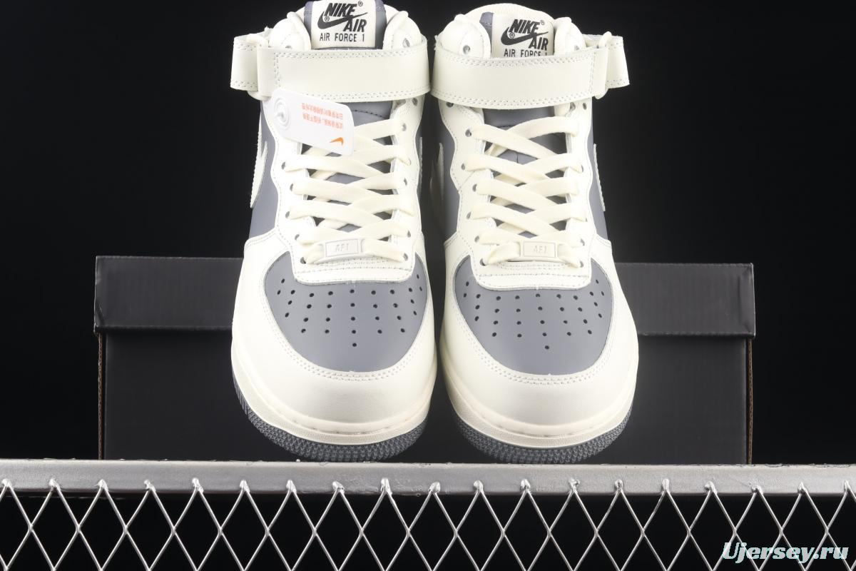 NIKE Air Force 1 Mid'07 Rice White Grey medium-top casual board shoes LZ6819-609