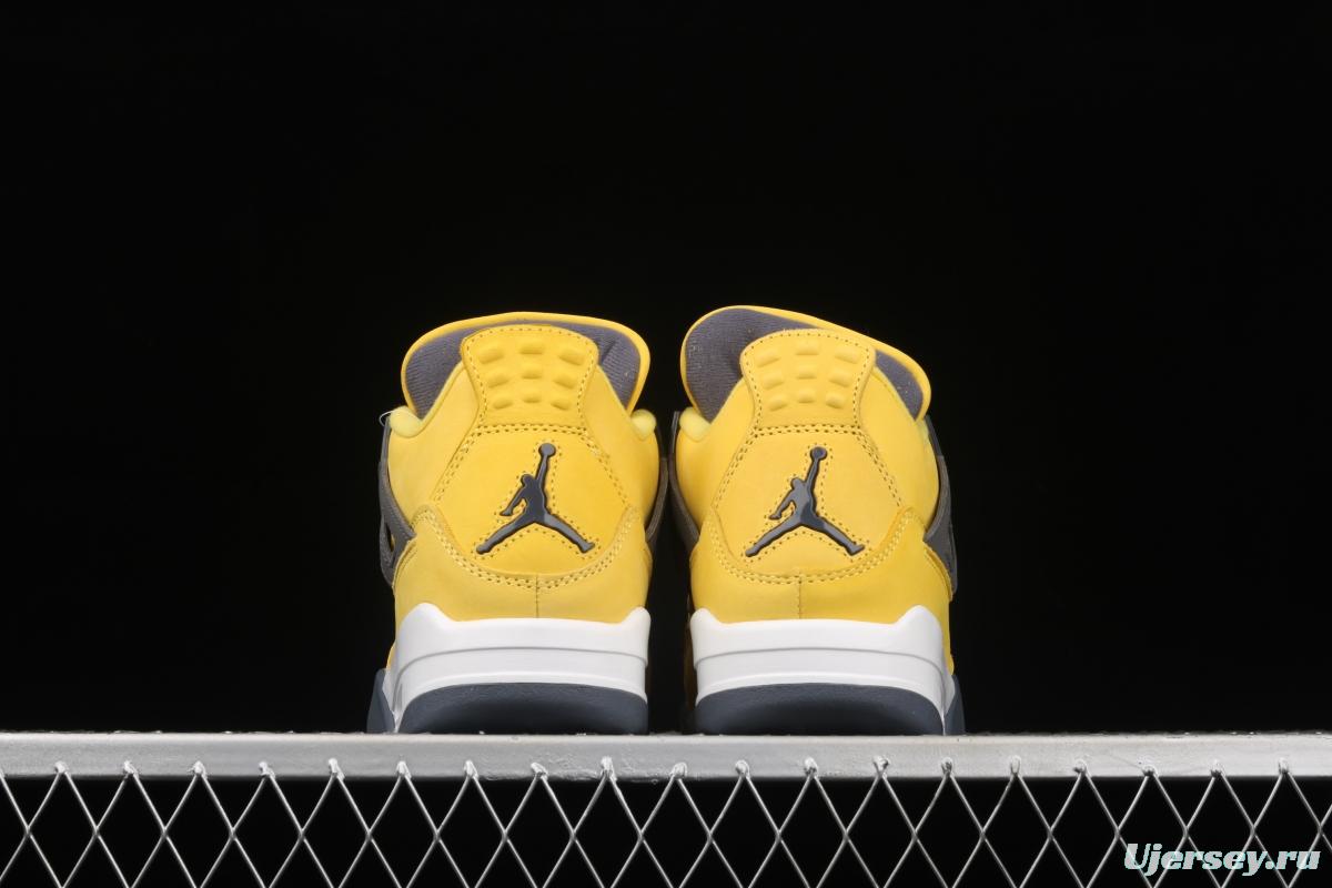 Air Jordan 4 Lightning repeated engraving of white and yellow electric masterbatch basketball shoes CT8527-700