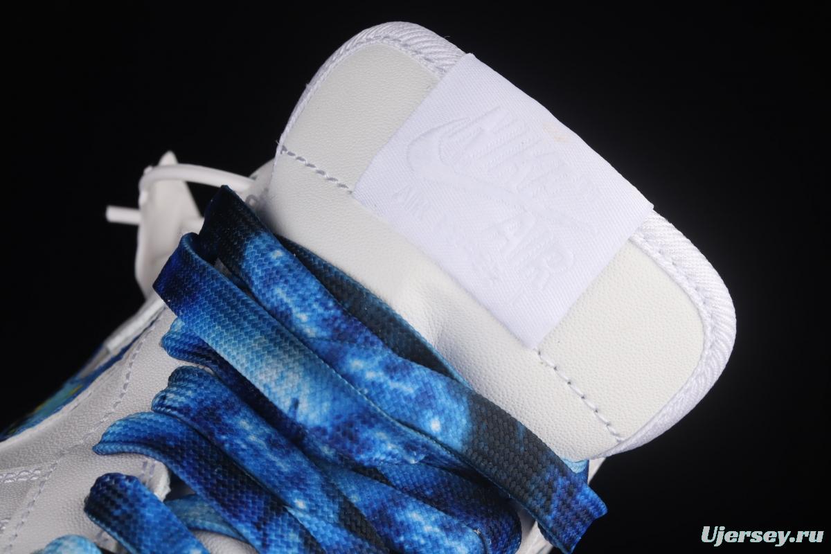 NIKE Air Force 1x 07 Lx graffiti white and blue low upper shoes 314192-117