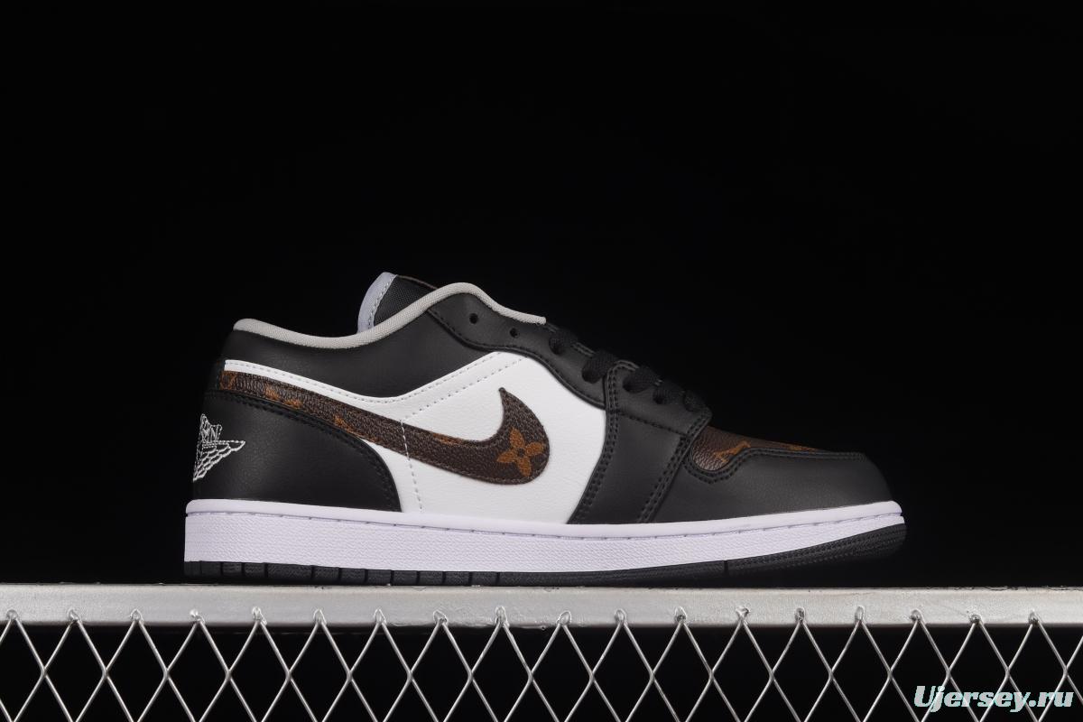 LV x Air Jordan 1 custom low-top retro culture basketball shoes 553558-039