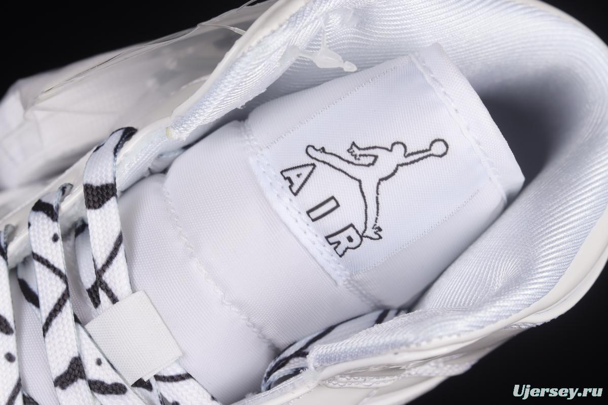 Air Jordan 1 Mid GS Schematic White Graffiti Zhongbang Basketball Shoes DQ1864-100