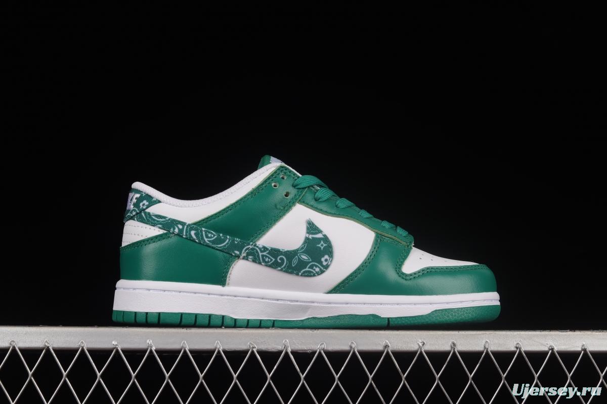 NIKE DUNK Low Green Paisley Cashew Flower White Green SB Buckle Shredded Backboard Fashion Casual Sneakers DH4401-102