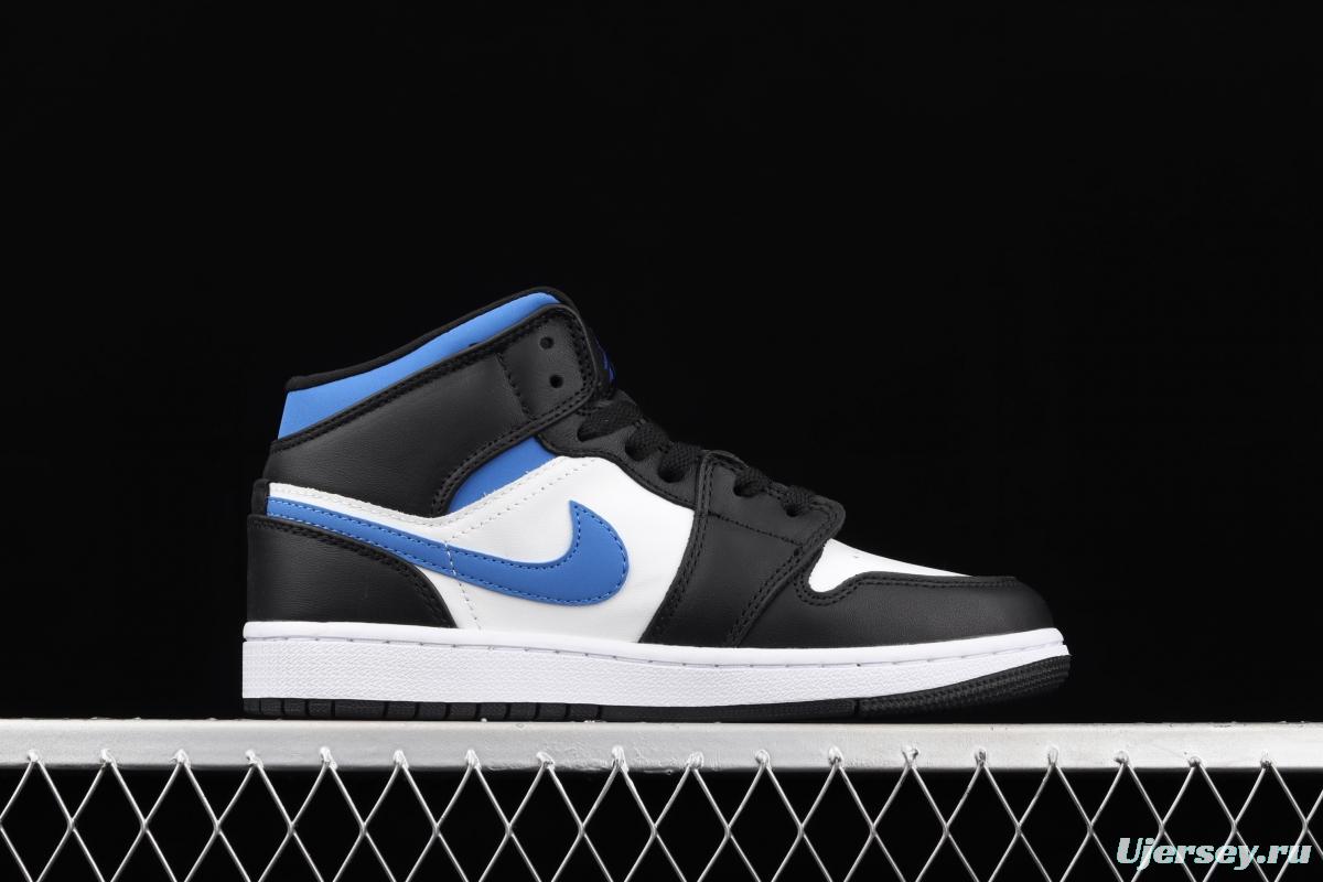 Air Jordan 1 Mid black, white and blue panda cultural basketball shoes 554725-140