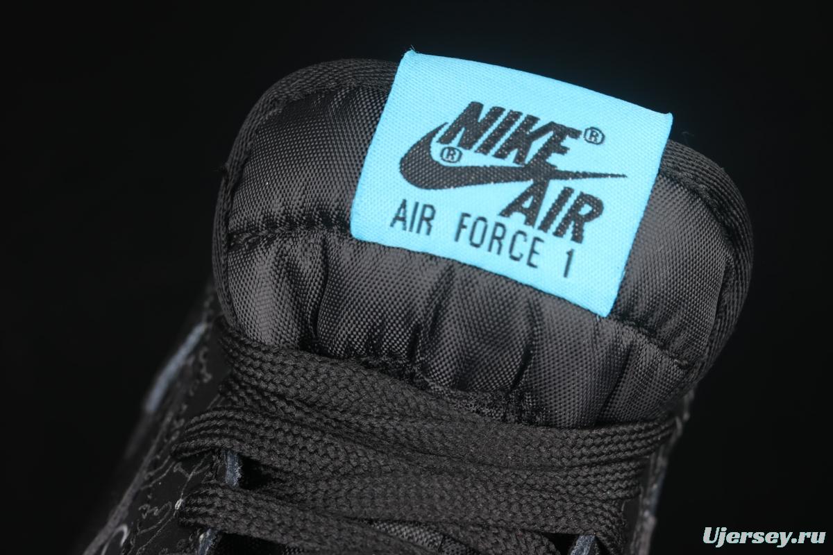 NIKE Air Force 1' 07 Low black and blue luminous low-top casual board shoes DH5354-001