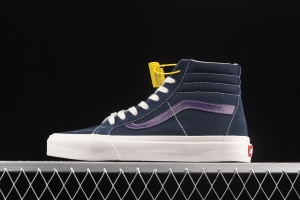 Vans Sk8-Hi vintage navy blue color matching high-top classic canvas skateboard shoes VN0A4BVB20T