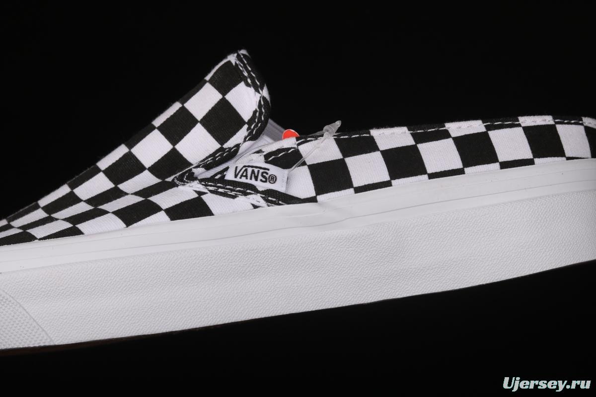 Vans Authentic 2021 summer new Anaheim black and white checkerboard VN0A54F75GULoafers Shoes slacker semi-dragged canvas board shoes