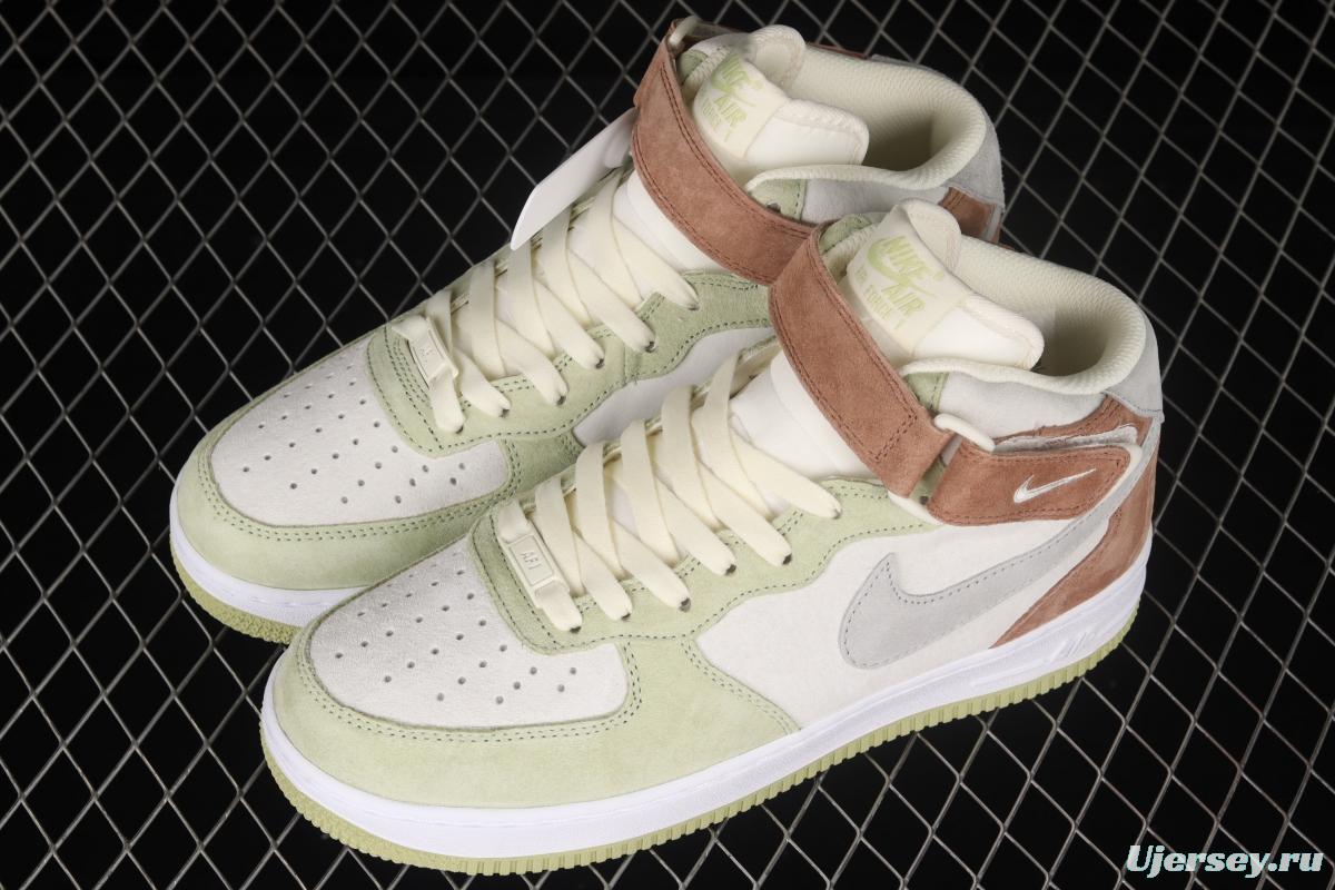 NIKE Air Force 1 Mid'07 light green gray color matching medium top casual board shoes AL6896-558