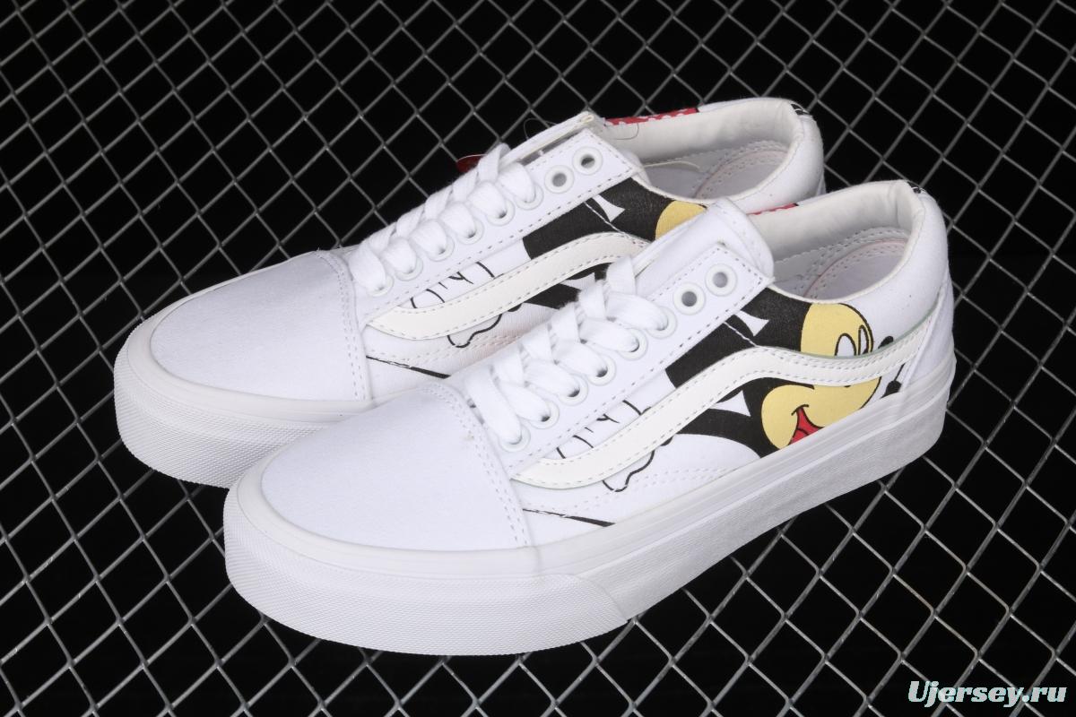 Vans Old Skool x Disney customized Mickey Mouse printed minimalist style low-top shoes VN000D3HY28