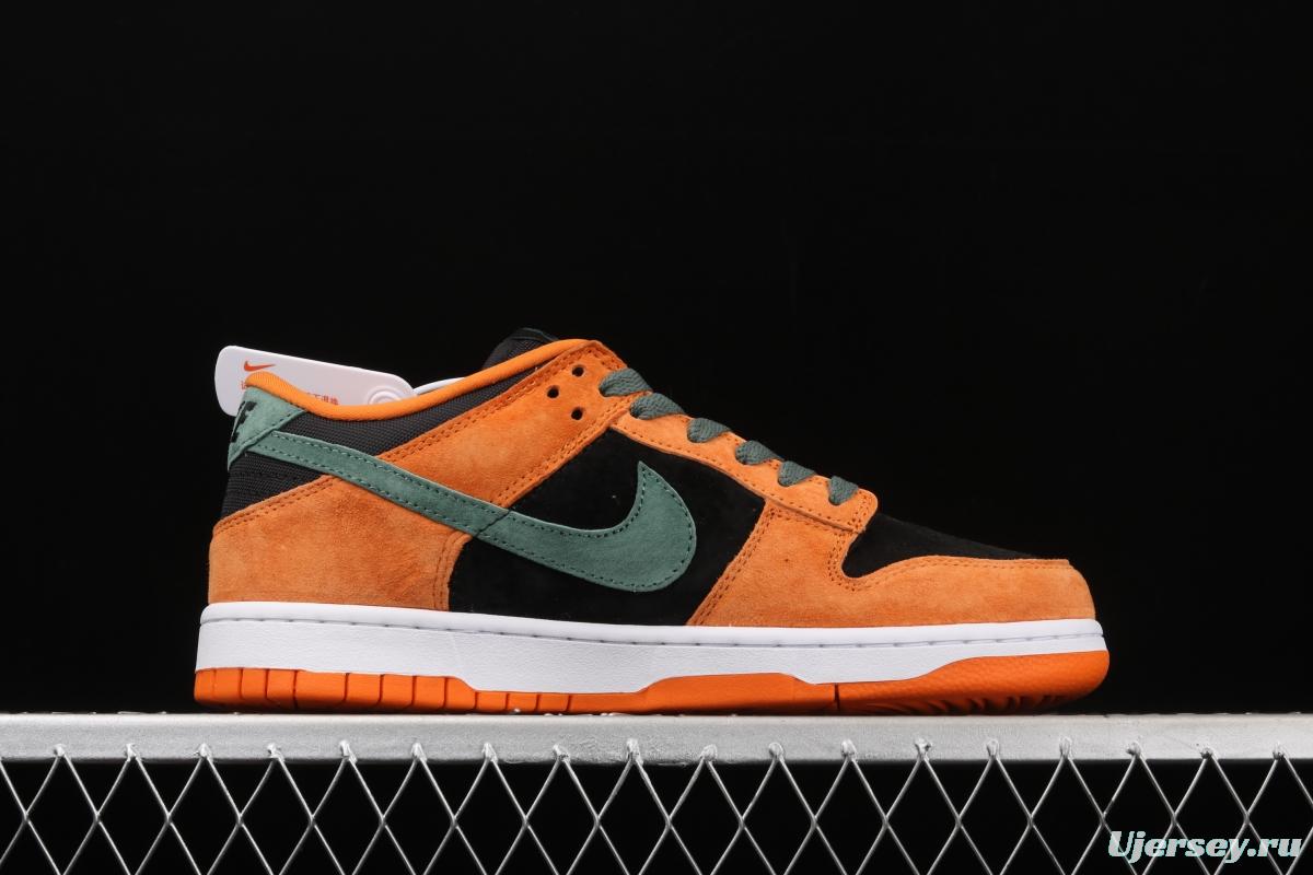 NIKE SB DUNK Low SP Ceramic dunk series carrot yellow and black low-side leisure sports skateboard shoes DA1469-001