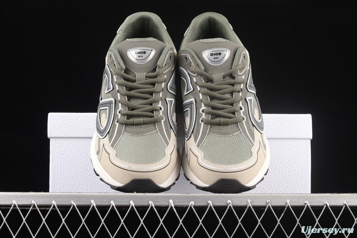 Dior B30 Microfiber Mesh B30 CD series sports shoes LY66140 Olive/Beige