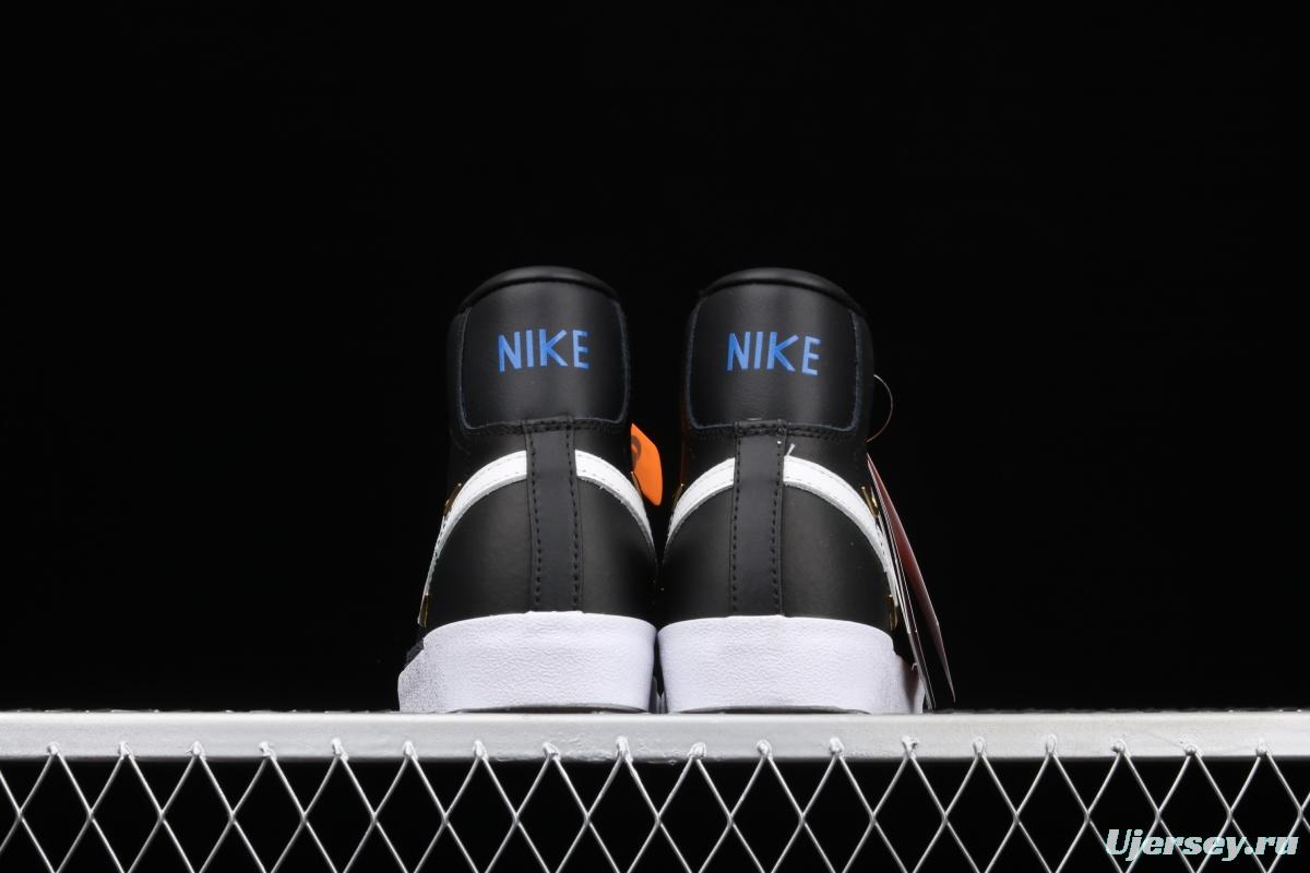 NIKE Blazer Mid'77 SE Chrome Luxe black-and-white gold standard Trail Blazers high-top casual board shoes CZ4627-001