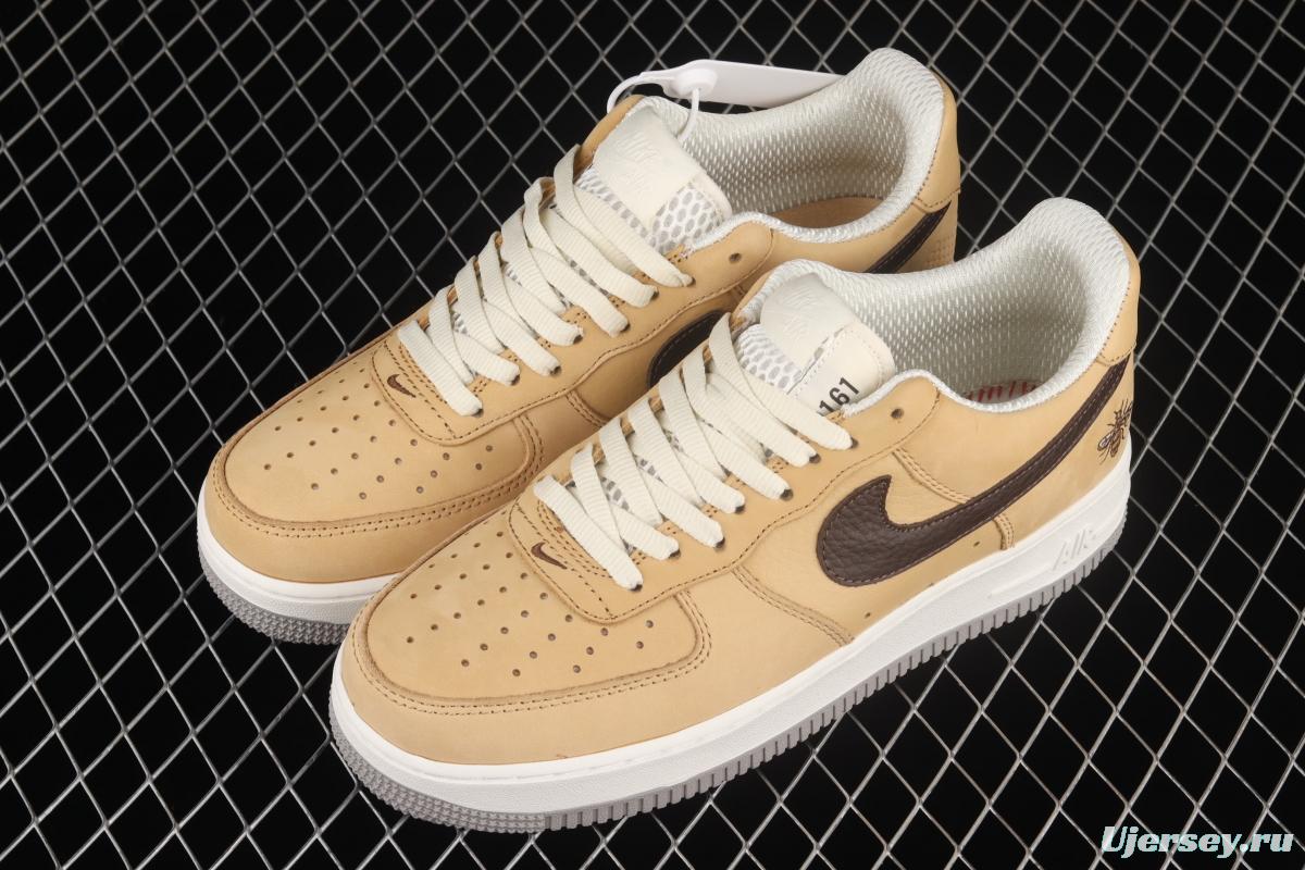 NIKE Air Force 11607 Low Manchester Bee khaki brown Manchester bee suede low-top casual board shoes DC1939-200