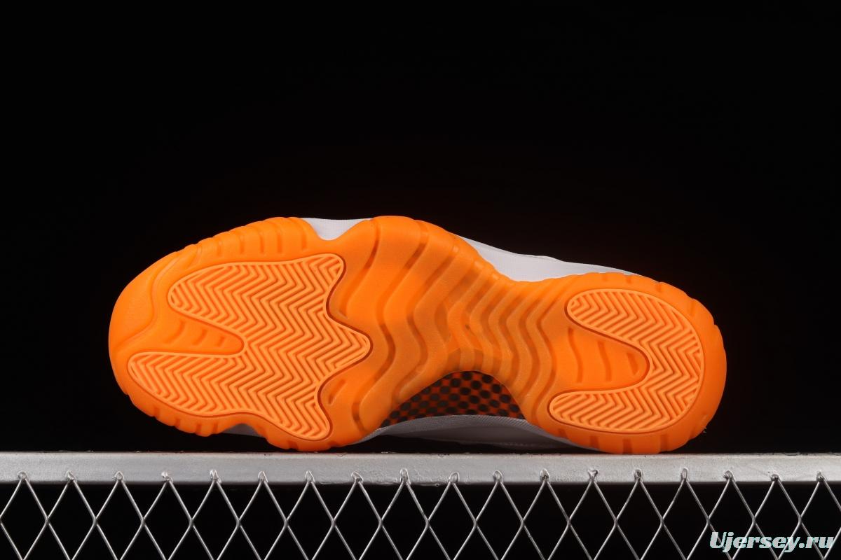 Air Jordan 11 Bright Citus 11 White Orange low Top Basketball shoes AH7860-139