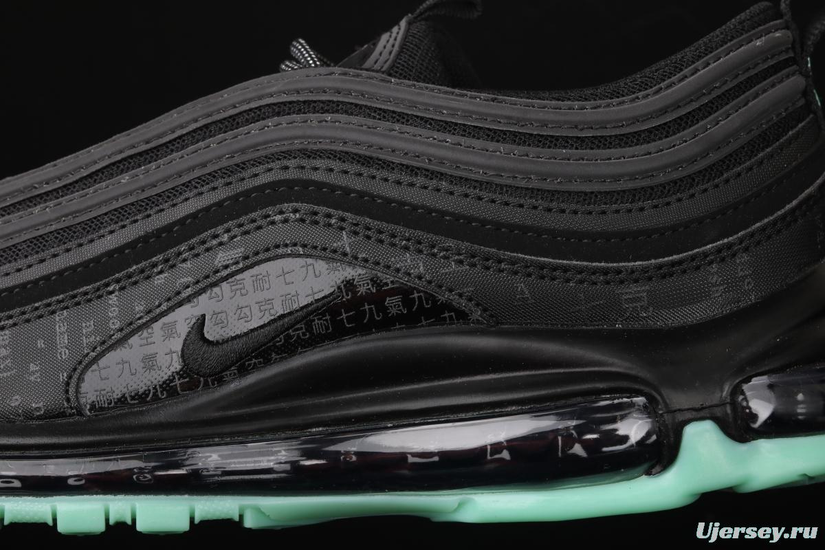 NIKE Air Max 97 GLOW black and green luminous bullet air cushion running shoes 921826-017