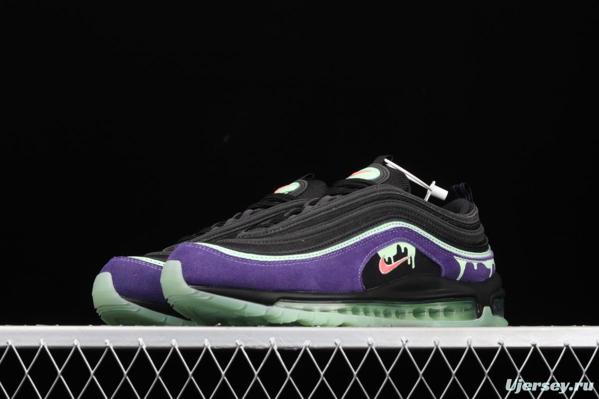 NIKE Air Max 97 Slime Halloween black and purple air cushion running shoes DC1500-001