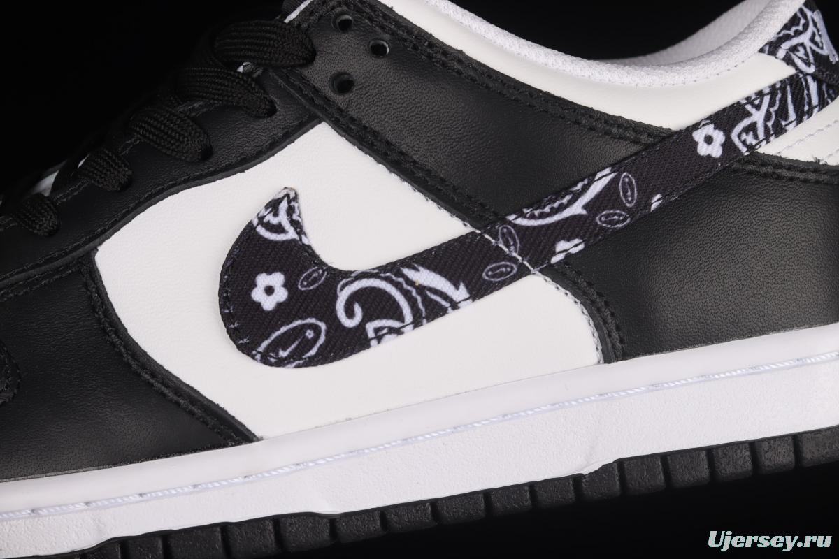 NIKE SB DUNK Low Black Paisley black and white cashew flower SB rebound fashion casual board shoes DH4401-100