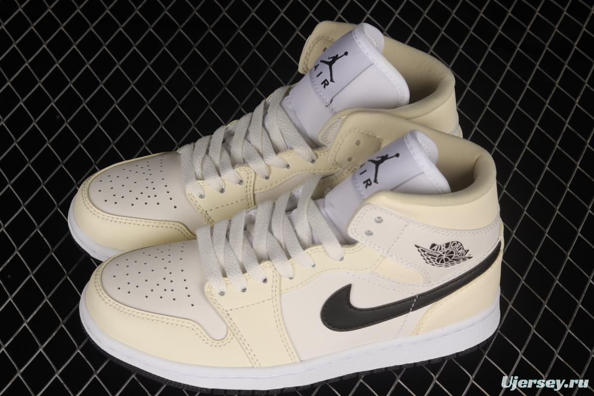 Air Jordan 1 Mid milk white coconut milk Zhongbang basketball shoes BQ6472-121
