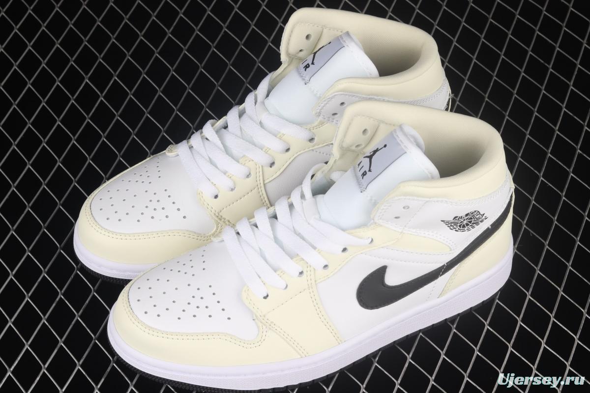 Air Jordan 1 Mid white apricot cream Zhongbang basketball shoes BQ6472-121