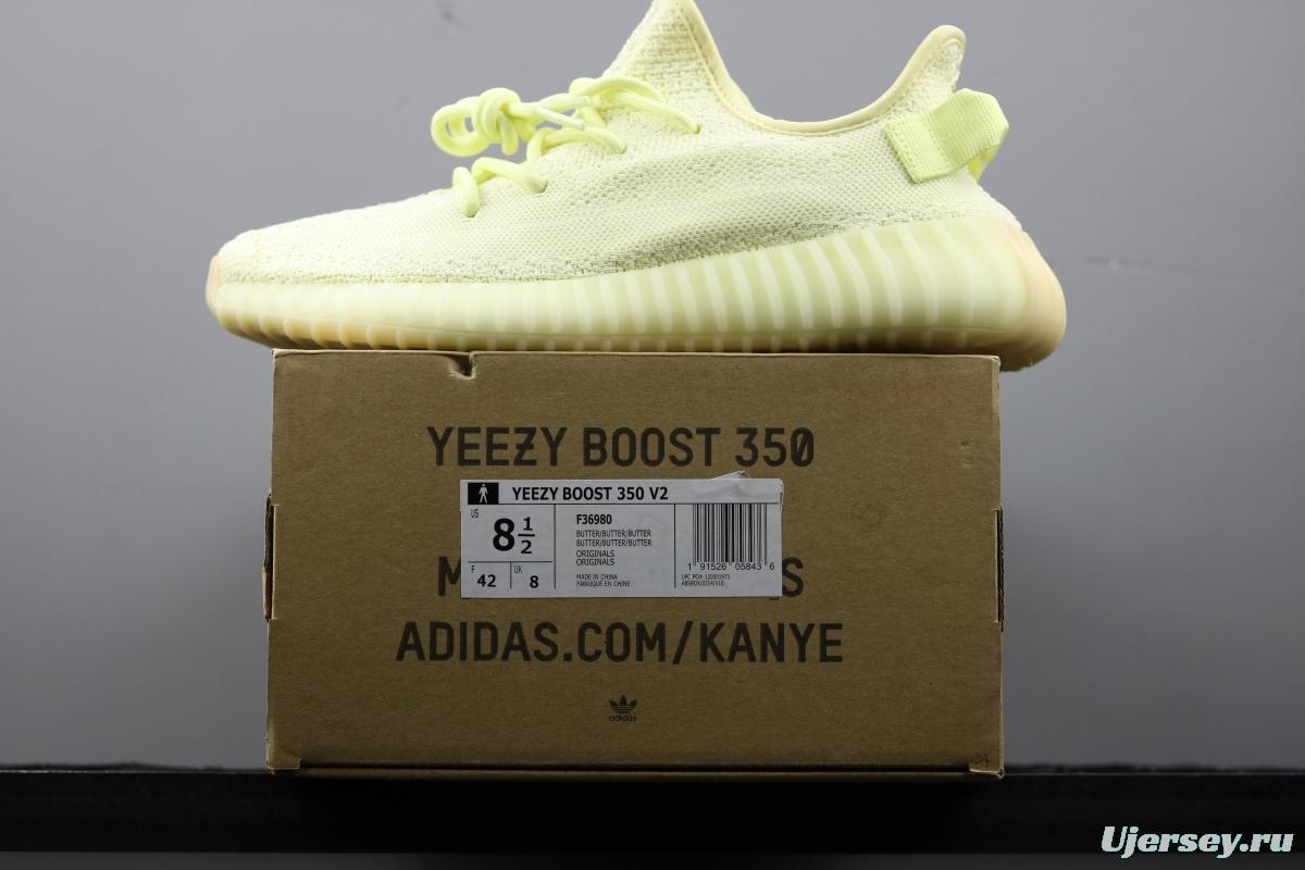 Adidas Yeezy 350V2 Real Boost Basf F36980 Darth Coconut 350 second generation light yellow original BASF popcorn