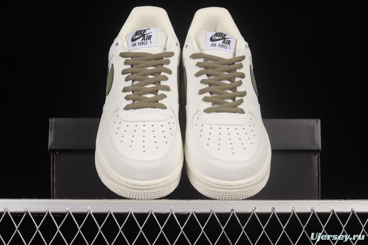 NIKE Air Force 1'07 Low Beige, White and Green Color Matching Low-Top Casual Sneakers CQ5059-110