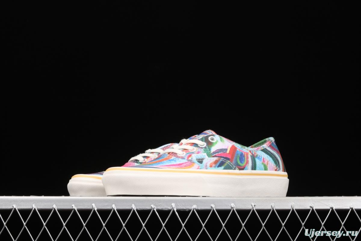 Vans Authentic SF color printing color sole environmental protection canvas board shoes VN0A3MU642D