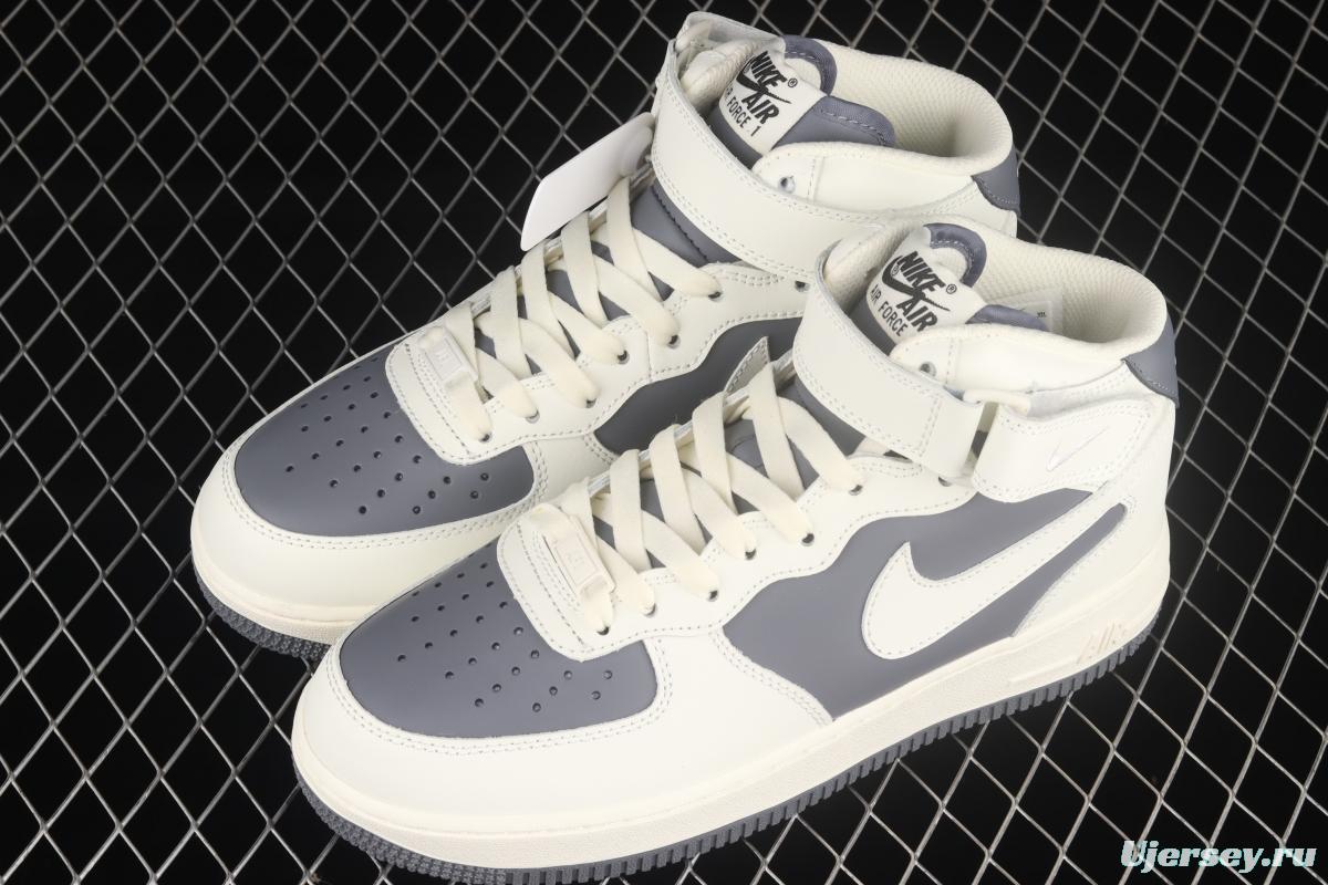 NIKE Air Force 1 Mid'07 Rice White Grey medium-top casual board shoes LZ6819-609