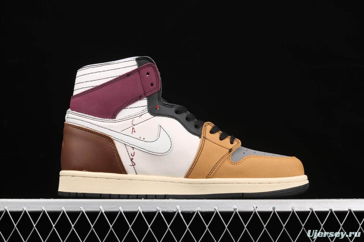 Travis Scott x Air Jordan 1 High OG mandarin duck barb CD4487-101