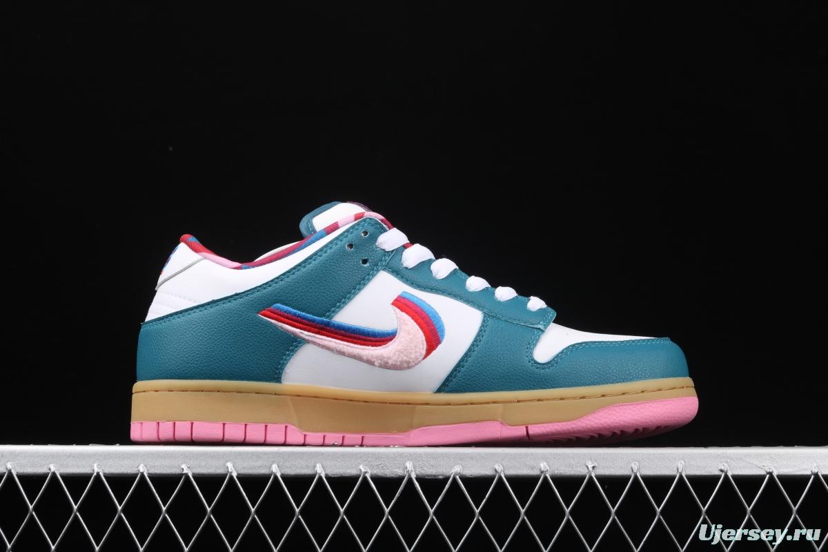 Parra x NIKE SB DUNK Low CN4504-105joint style tricolor hook embroidery rainbow geometric pattern casual low-top skateboard shoes