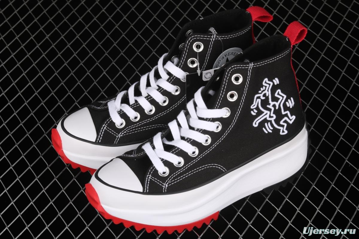 Converse x Keith Hatding Run Star Hike Muffin thick sole Artist Joint style High-top Leisure Board shoes 171859C