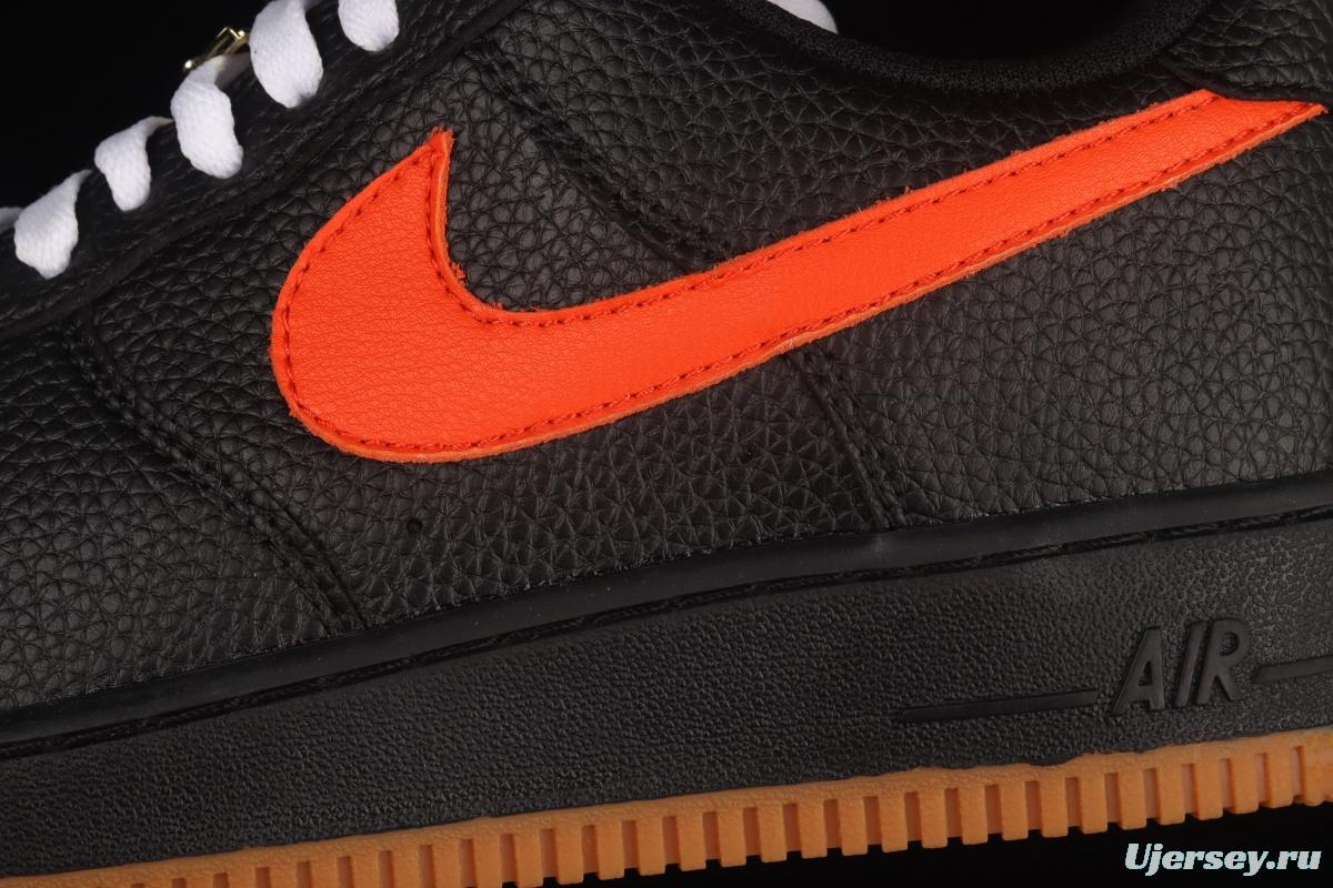 NIKE Air Force 1y07 Low raw rubber black and red litchi pattern low-top casual board shoes AA4082-001