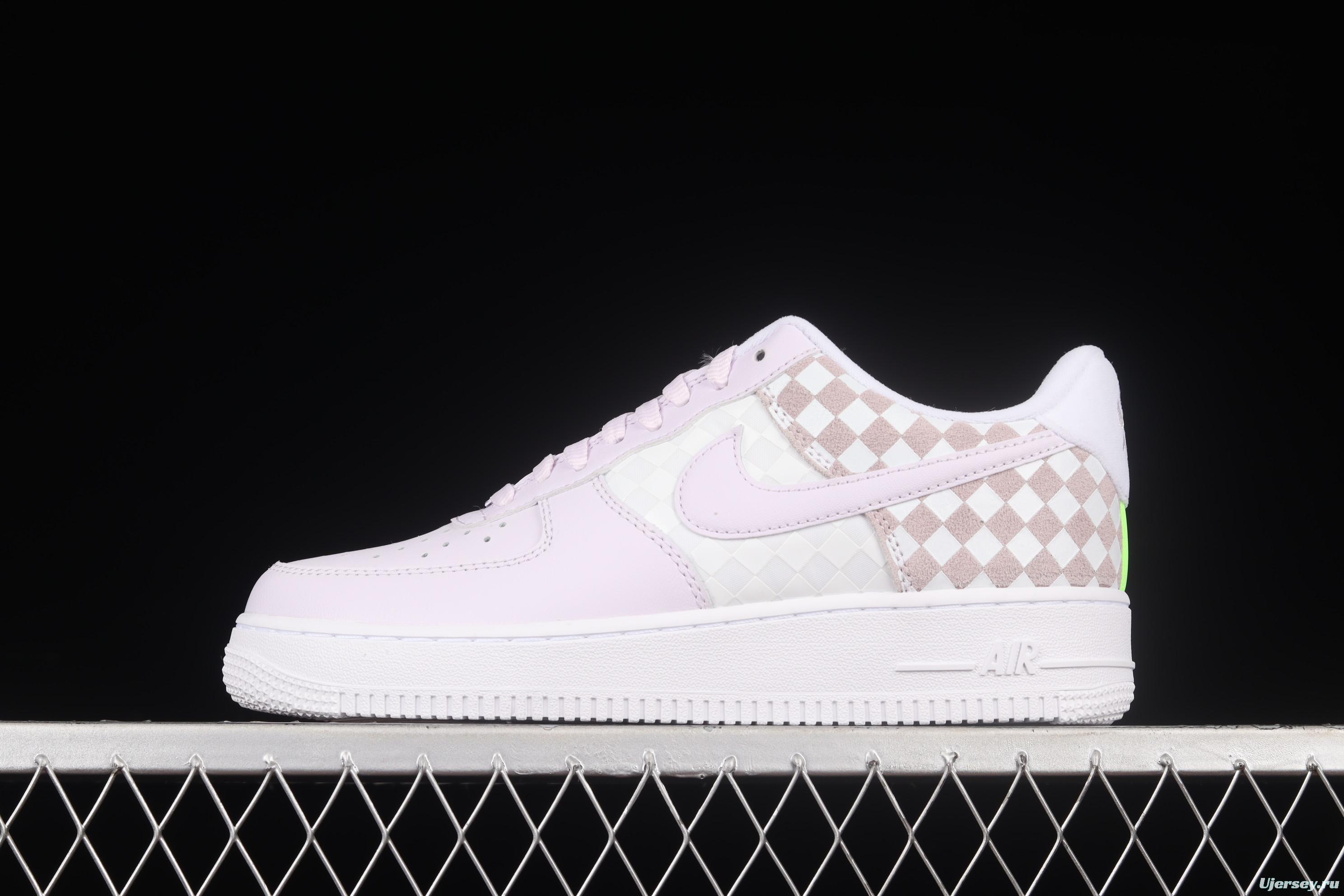 NIKE Air Force 1x 07 Low chessboard white and purple low-top casual board shoes CJ9700-500