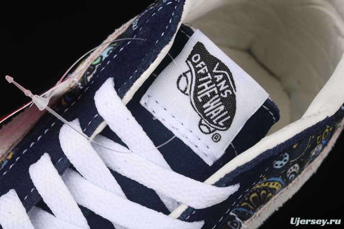 Vans Sk8-Mid Reissue cashew flower Tibetan blue color Zhongbang casual board shoes VN0A391FITN