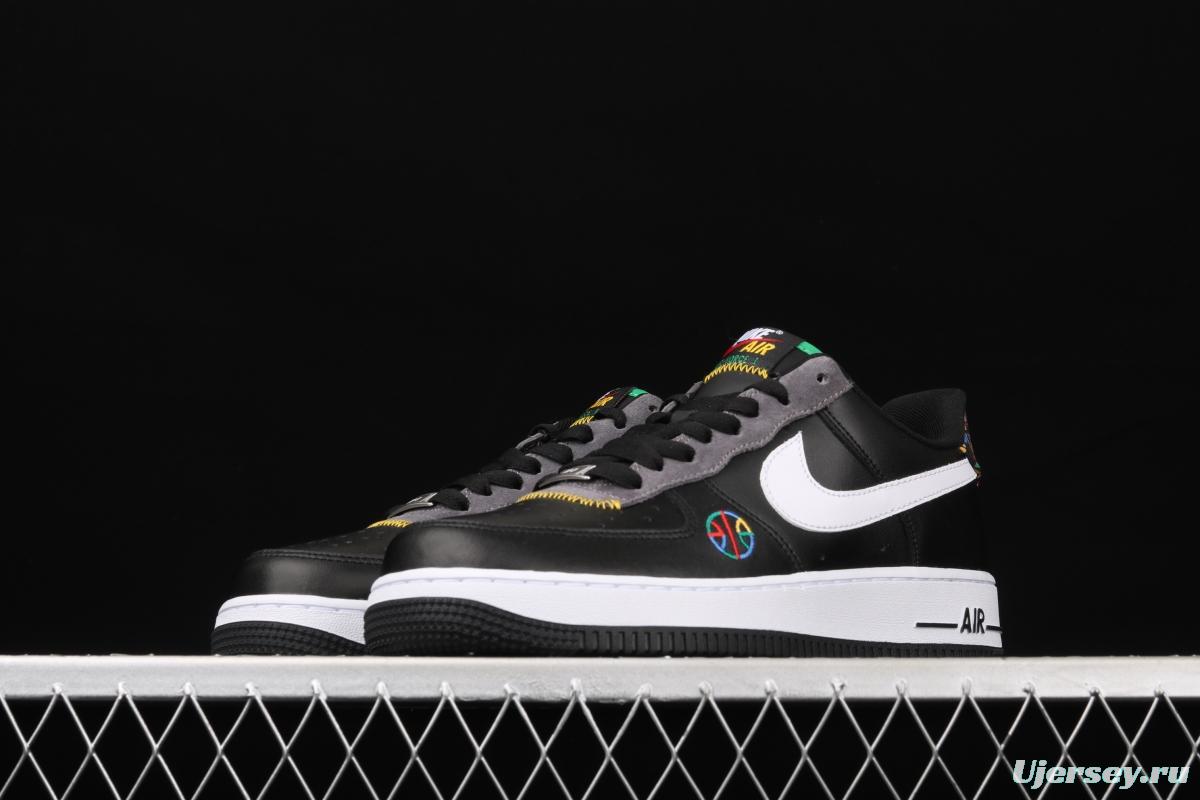 NIKE Air Force 1x07 Low black and white embroidered low-top casual board shoes DC1483-001