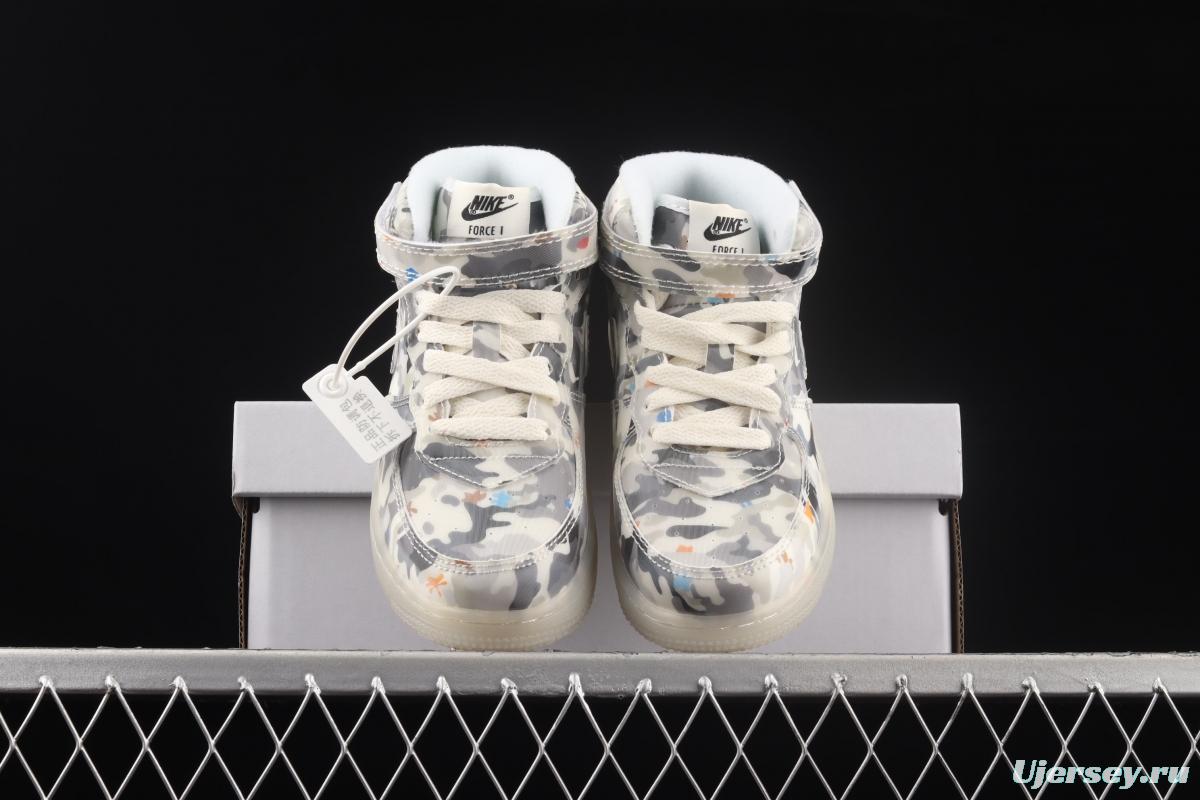 NIKE Air Force 1: 07 Mid WB dazzling ribbon lamp state size Kids 314197-9800