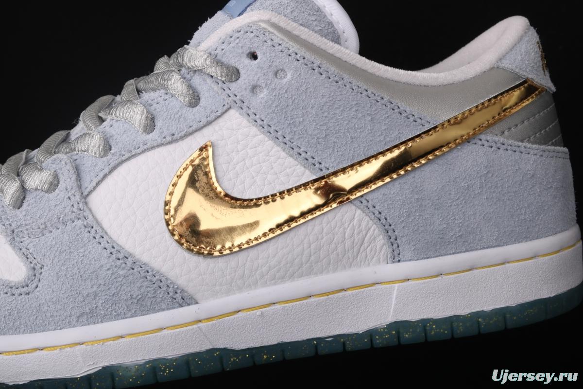 Sean Cliver x NIKE SB DUNK Low Pro QS artist's skateboard shoes DC9936-100 with lower top