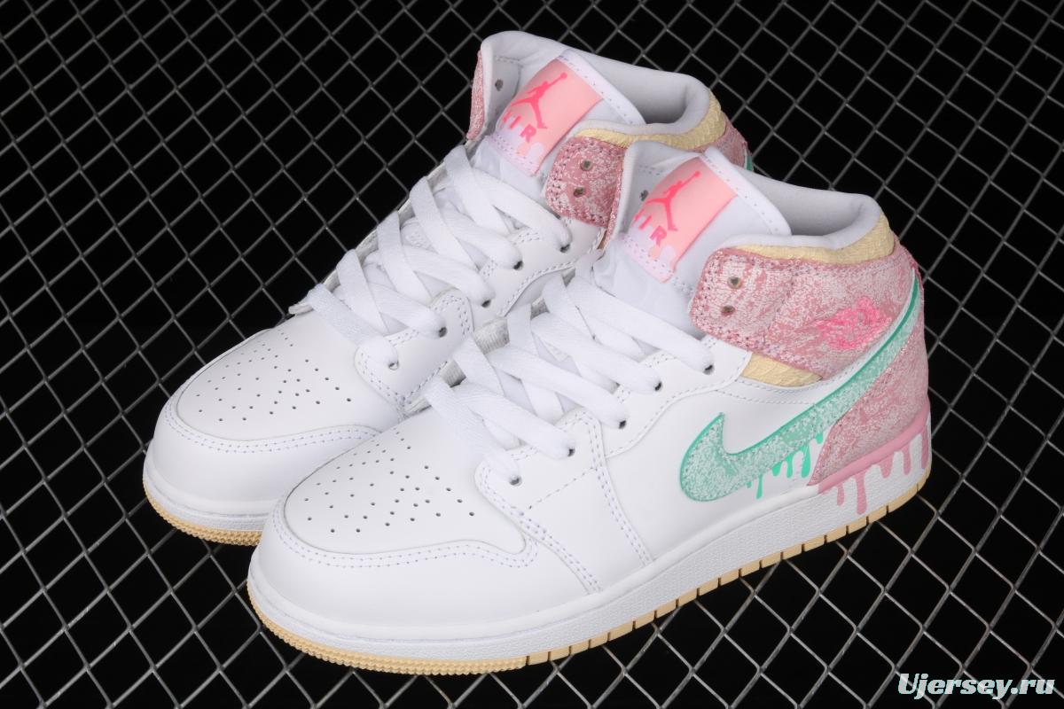 Air Jordan 1 Mid GS Ice Cream Bang Basketball shoes DD1666