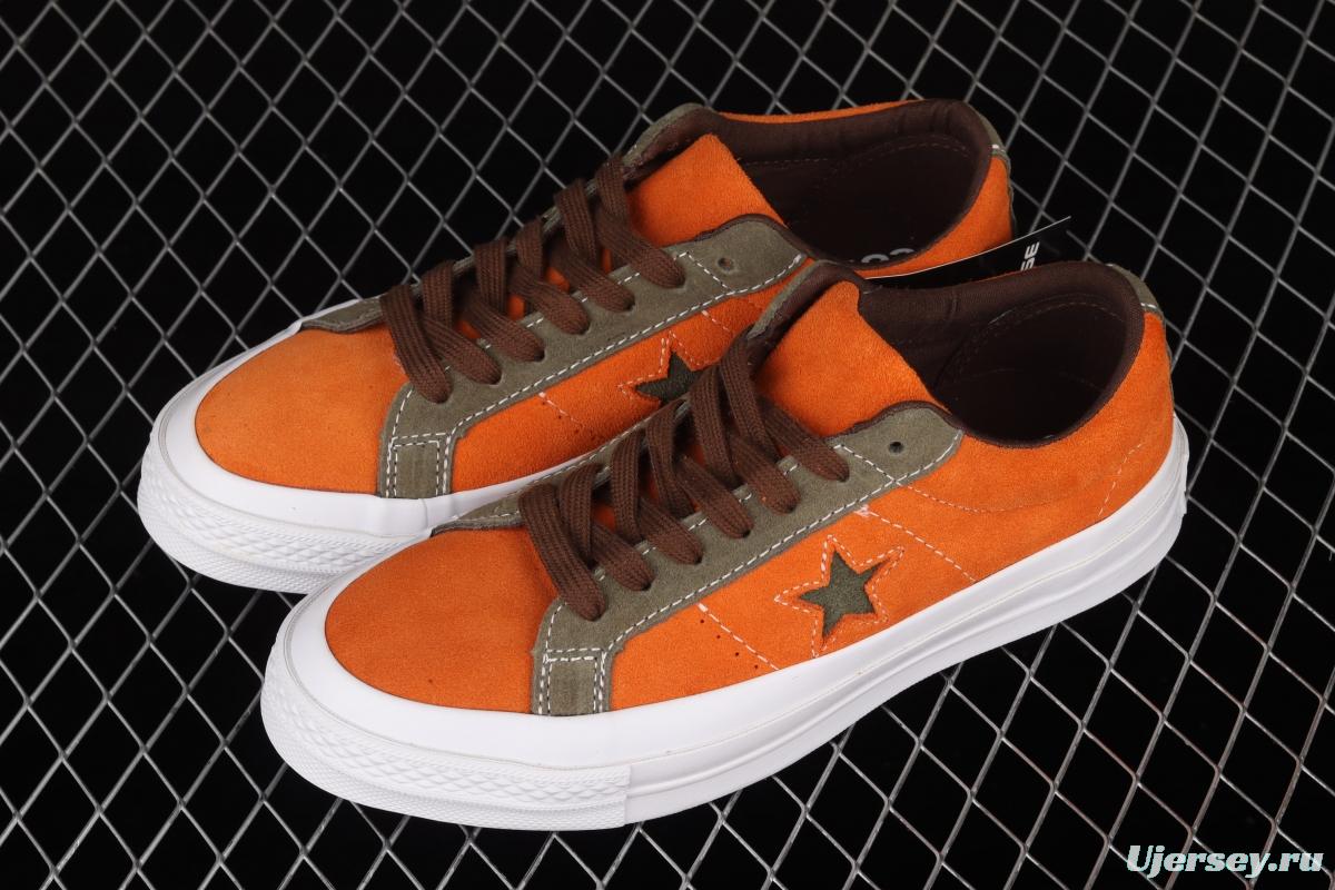 Converse One Star Converse dirty orange-green fur-turned one-star low-top board shoes 161617C