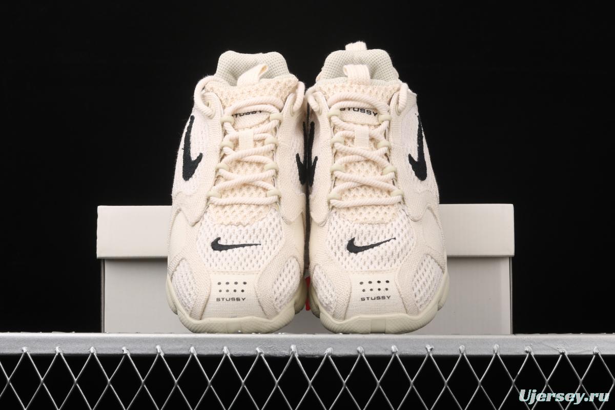 Stussy x NIKE Air Zoom Spiridon Caged 2 Spieli prison East cage 2 generation milky white linen black cloth CQ5486-200