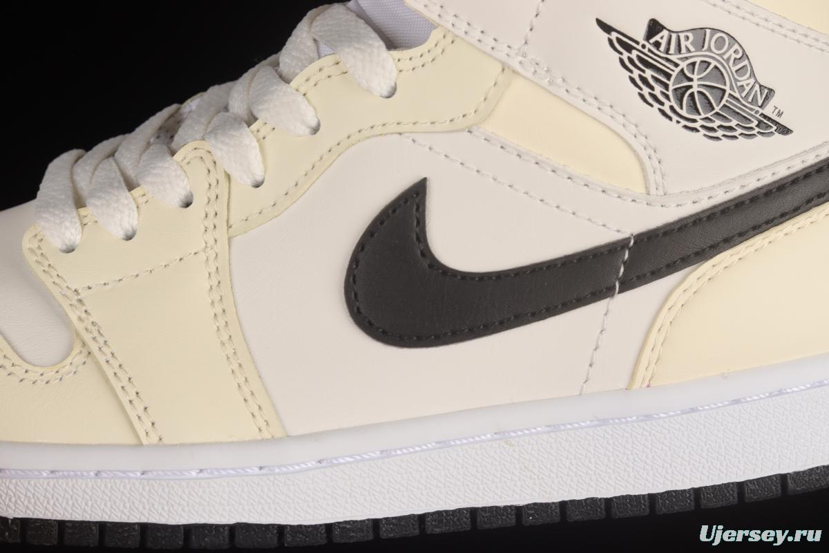 Air Jordan 1 Mid milk white coconut milk Zhongbang basketball shoes BQ6472-121