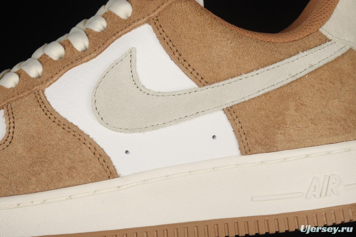 NIKE Air Force 1o07 Low white brown wheat low-top casual board shoes BQ8988-104